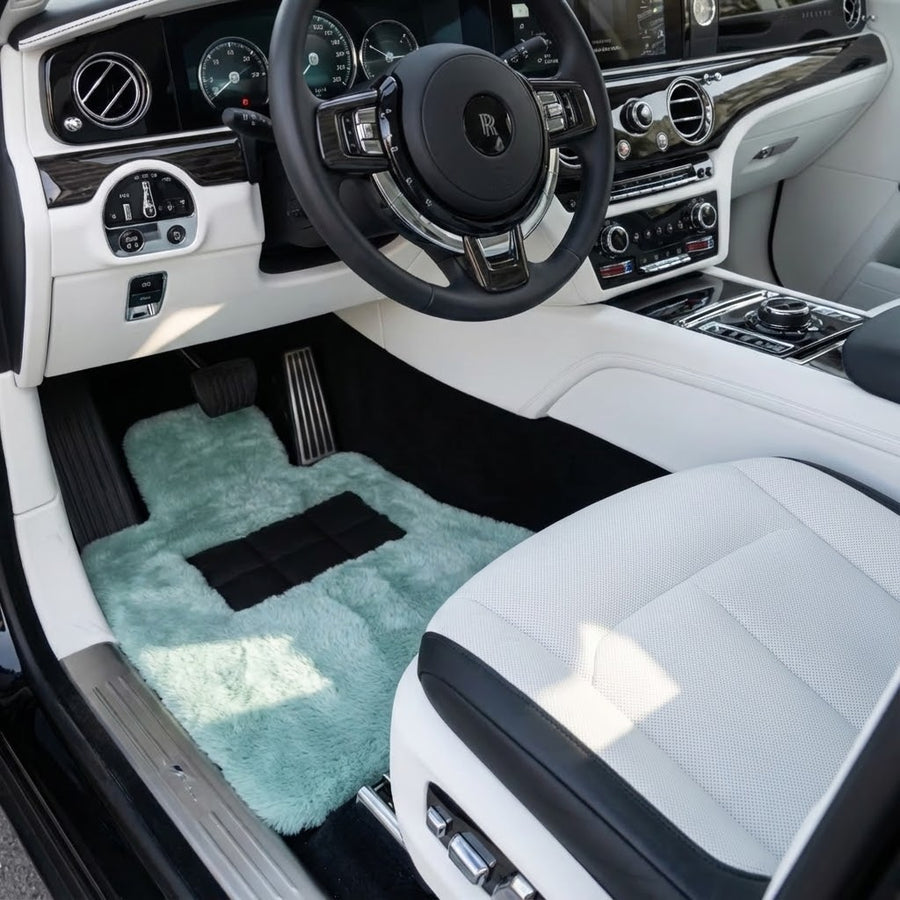 Tiffany Blå Saueskinn Bilmatter For Rolls Royce Spectre (2023-2024) ER56 Design Merke