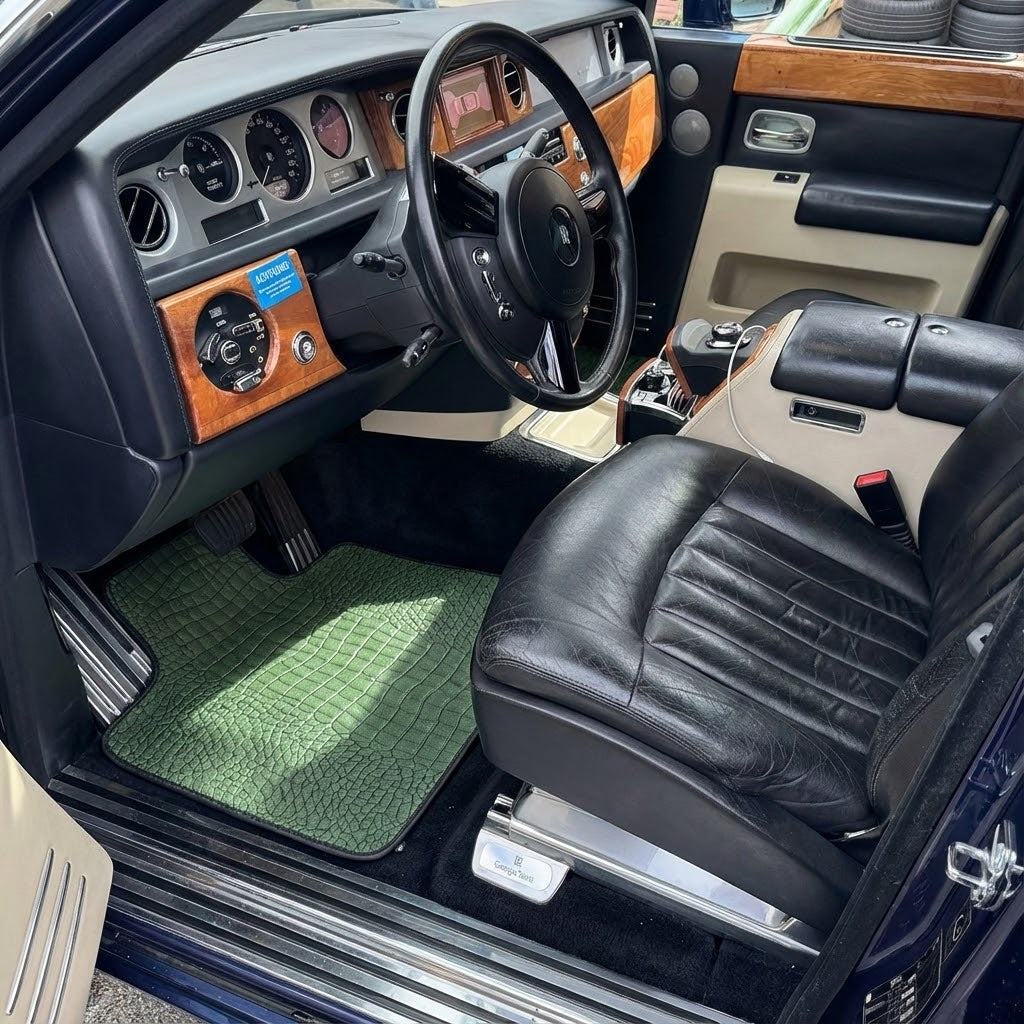 Grønne skinnmatte for Rolls-Royce Phantom Drophead Coupe (2007-2016)