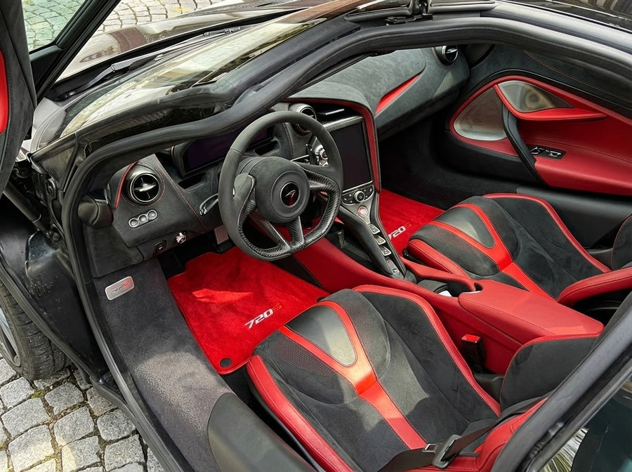 Bilmatter For McLaren 720S Røde Skreddersydde Tepper Sett AutoWin