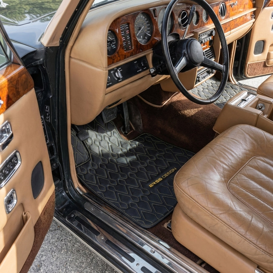 Svarte Lær Bilmatter for Rolls-Royce Wraith (2013–2023) ER56 Design