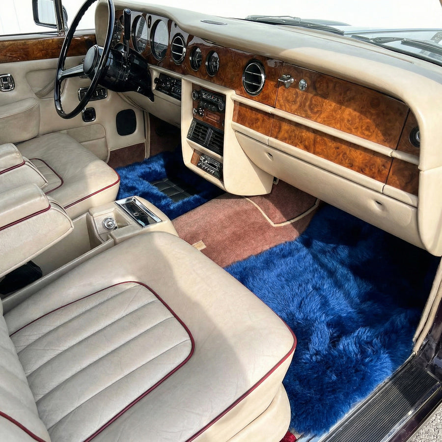 Marineblaue Schaffell Autofußmatten für Rolls Royce Shadow (1965-1977) | ER56 Design