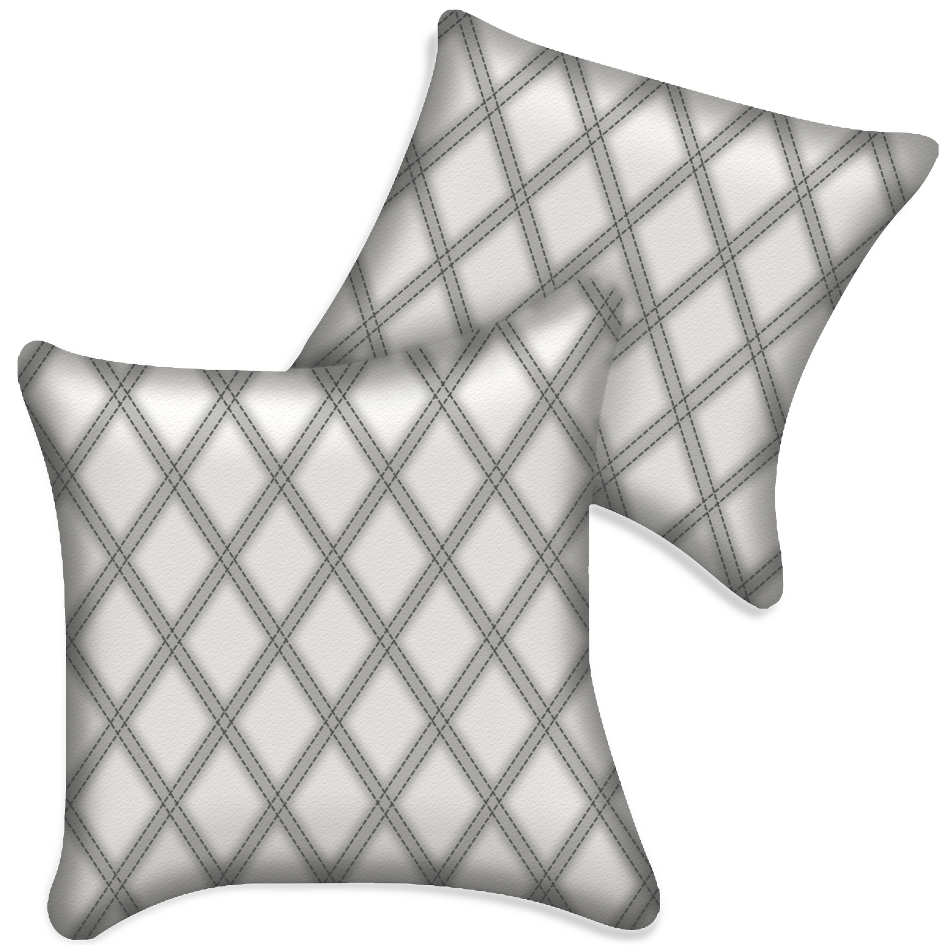Customizable White Leather Pillows Set of 2 for All Vehicles | Double Diamond Pattern