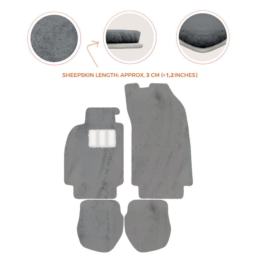 Sheepskin Floor Mats for Porsche 911 - 964 (1989-1994) - Sheepskin Length, Various Color Options
