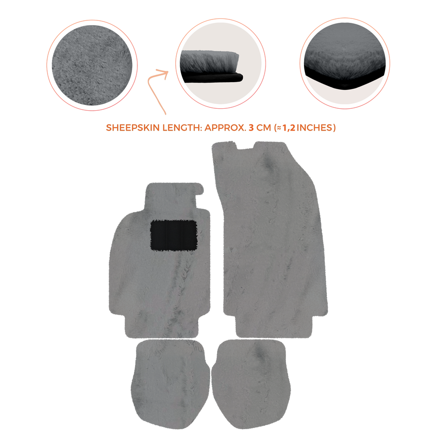 Sheepskin Floor Mats for Porsche 911 - 964 (1989-1994) - Sheepskin Length, Various Color Options
