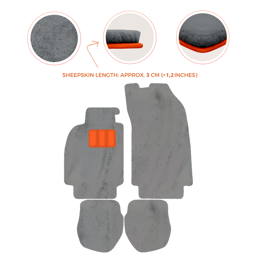 Sheepskin Floor Mats for Porsche 911 - 964 (1989-1994) - Sheepskin Length, Various Color Options