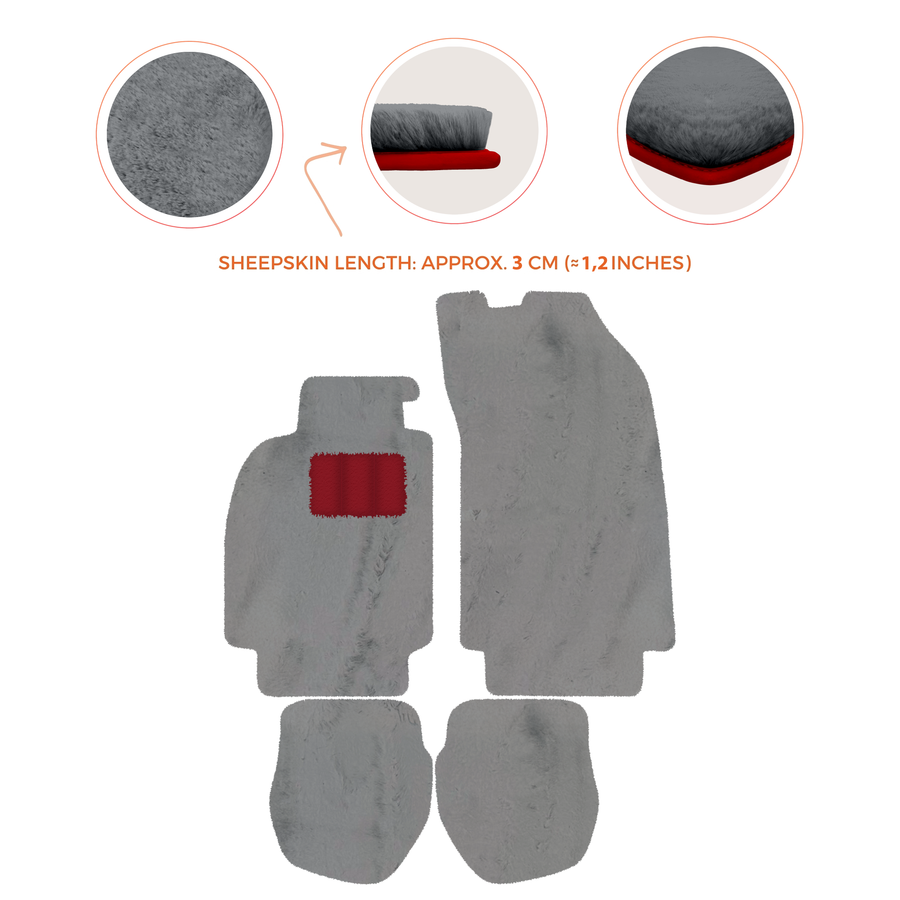Sheepskin Floor Mats for Porsche 911 - 964 (1989-1994) - Sheepskin Length, Various Color Options