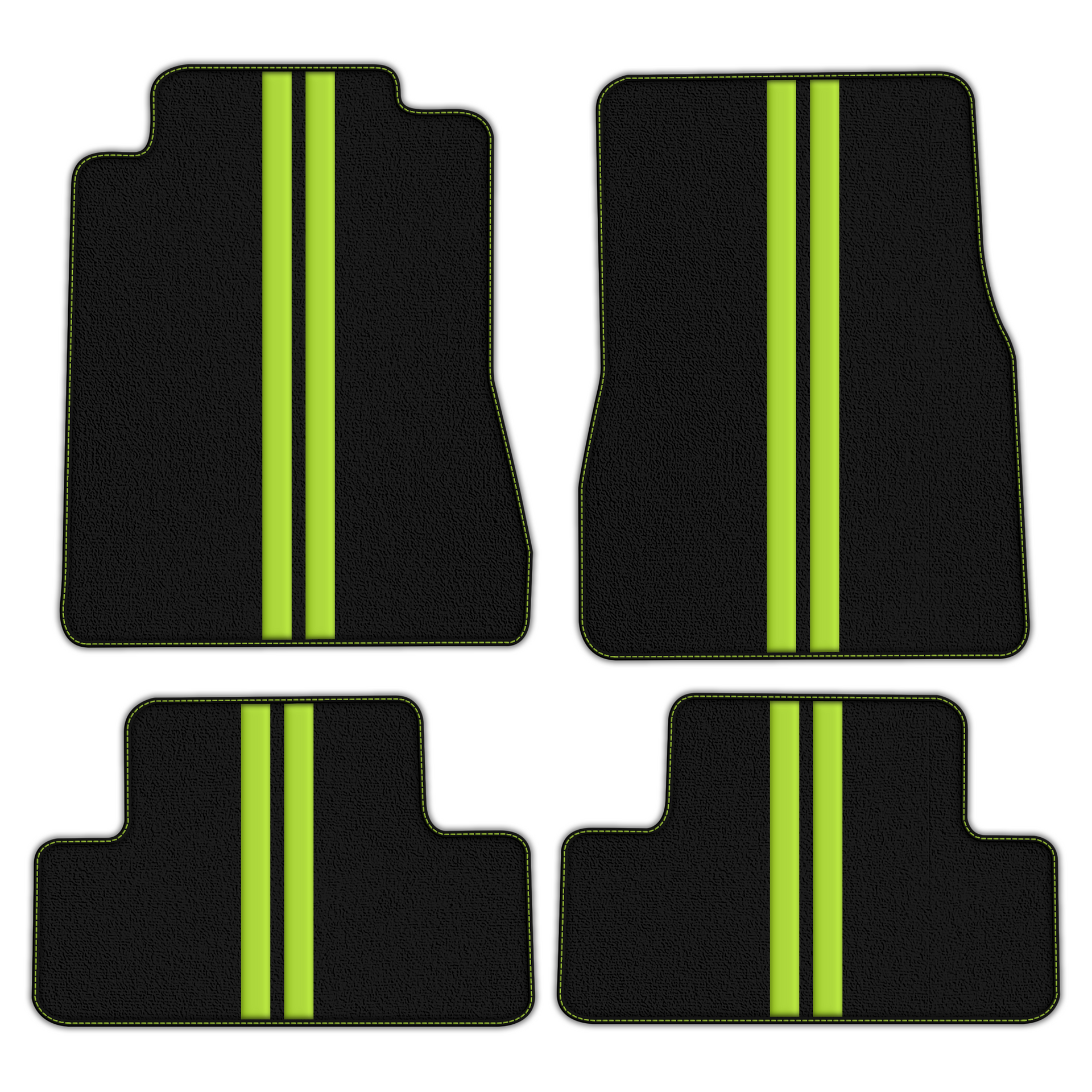 Black Floor Mats with Leather Line for Ford Mustang V FL (2011-2014) - Various Colors