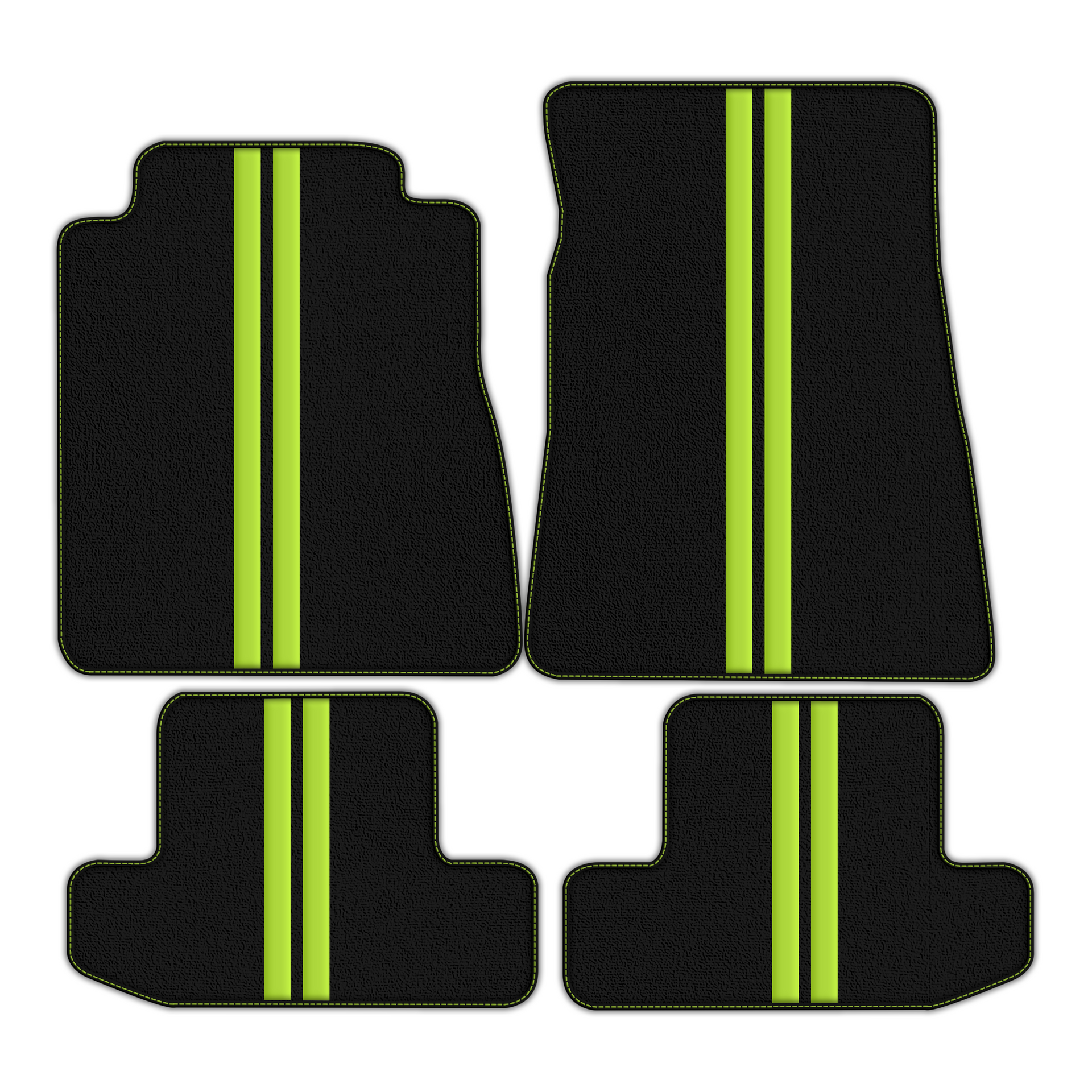Black Floor Mats with Leather Line for Ford GT500 Shelby (2015-2021) - Various Colors