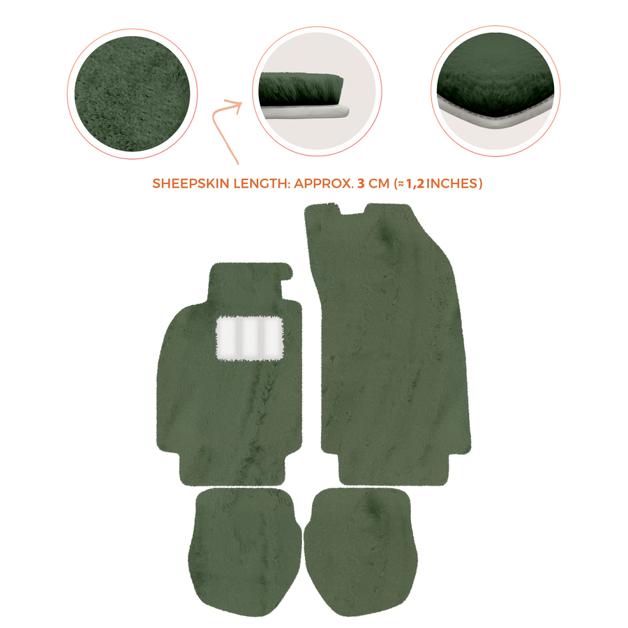 Sheepskin Floor Mats for Porsche 911 - 964 (1989-1994) - Sheepskin Length, Various Color Options