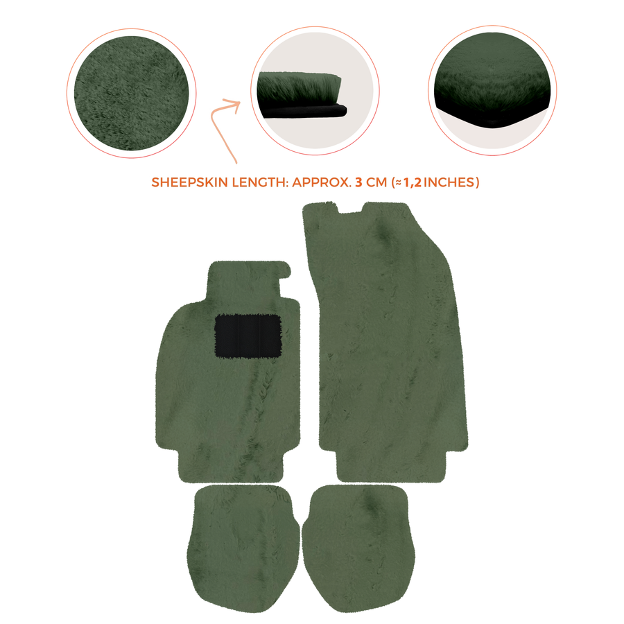 Sheepskin Floor Mats for Porsche 911 - 964 (1989-1994) - Sheepskin Length, Various Color Options
