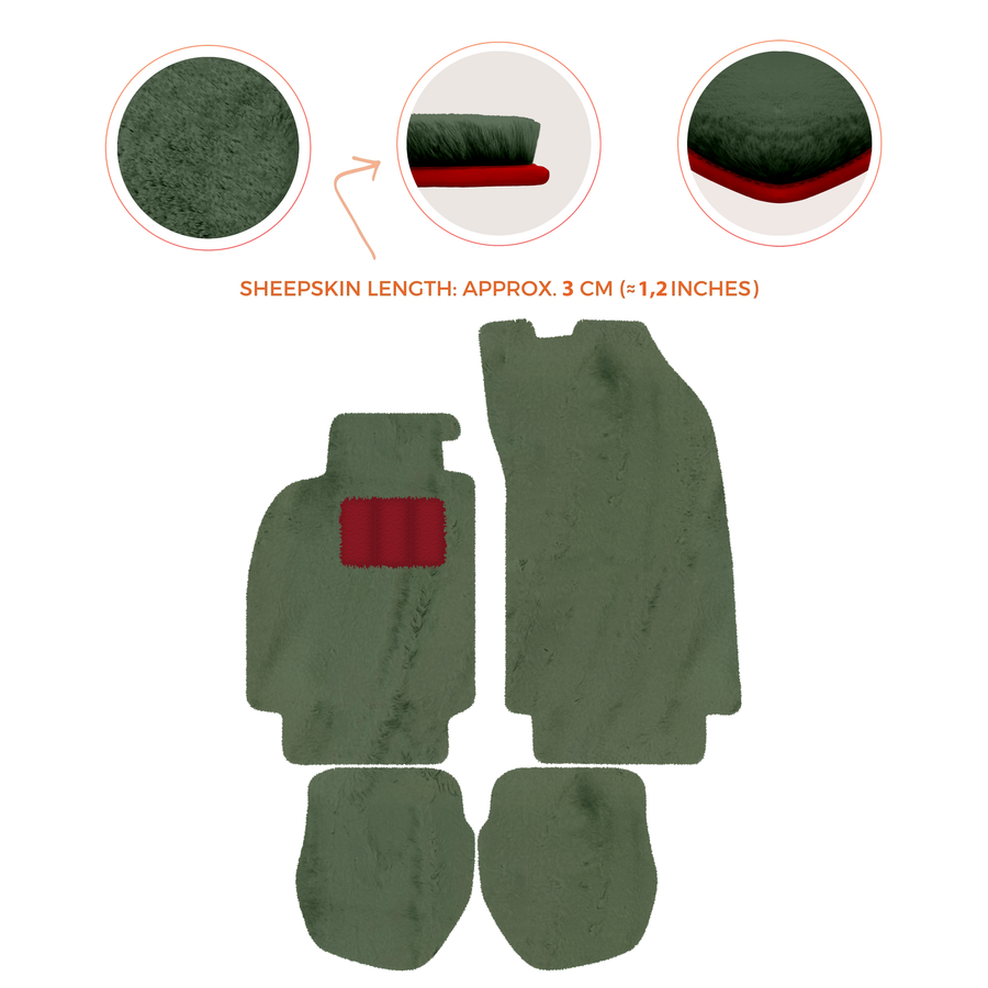 Sheepskin Floor Mats for Porsche 911 - 964 (1989-1994) - Sheepskin Length, Various Color Options
