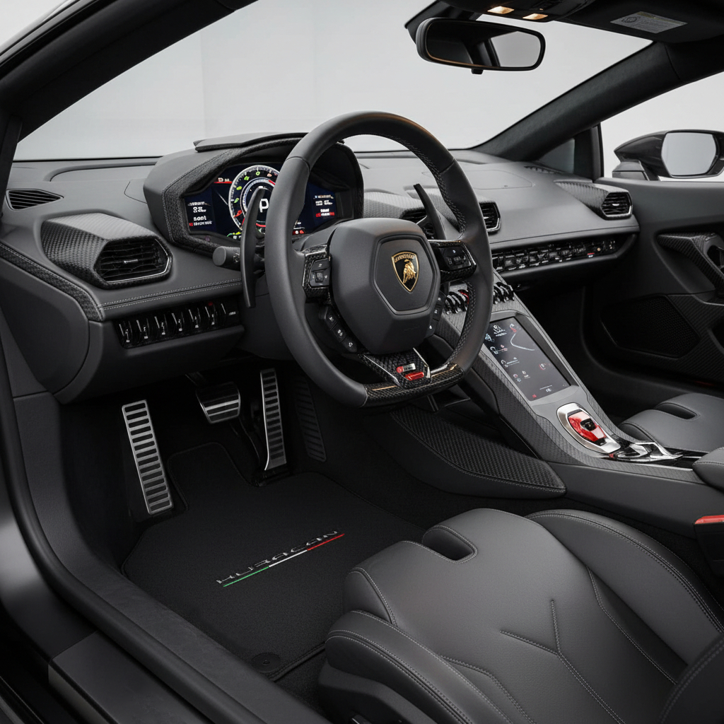 Custom Red Floor Mats for Lamborghini Huracan EVO (2019-2024) - AutoWin.EU