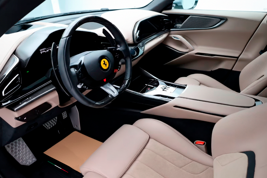 Beige Bilmatter for Ferrari SF90 Stradale (2019-2024) med lær