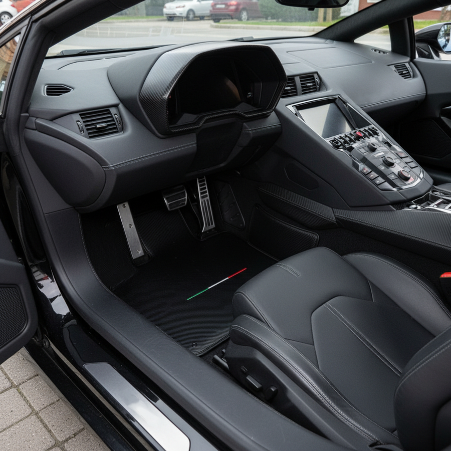 Tilpassbare bilmatter for Lamborghini Aventador Karbonfiber Lær Limited Edition