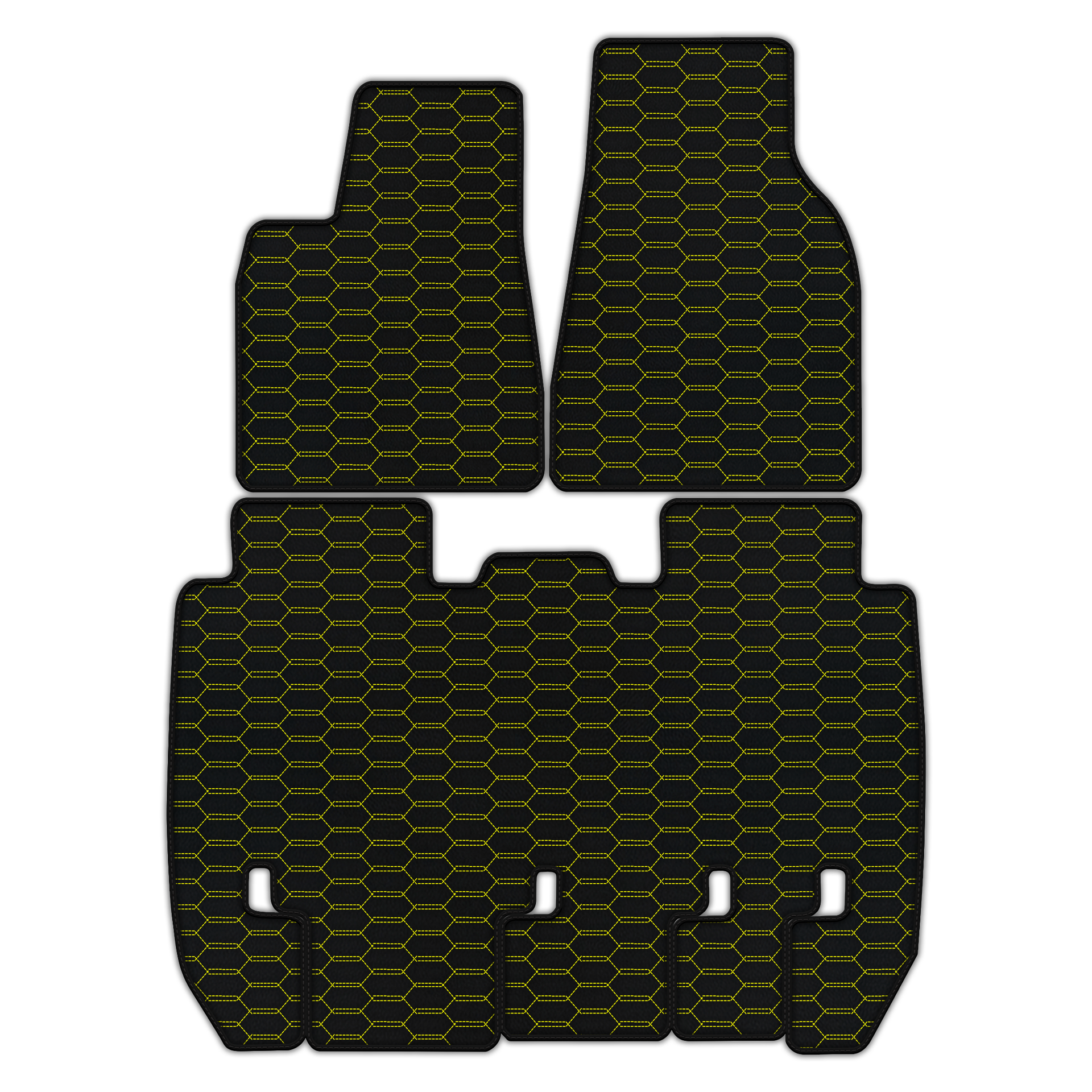 Customizable Leather Floor Mats with Interlaced Hex Pattern for Tesla Model X - 5 Seats (2016-2025)