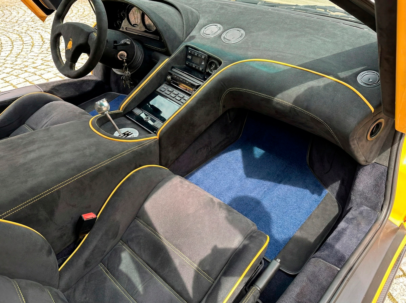 Customizable Dark Blue Floor Mats for Lamborghini Diablo 1990-2001 With Alcantara Leather