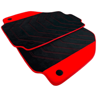 Black Alcantara Floor Mats for Ferrari 488 GTB (2016-2022) with Red Alcantara Accents
