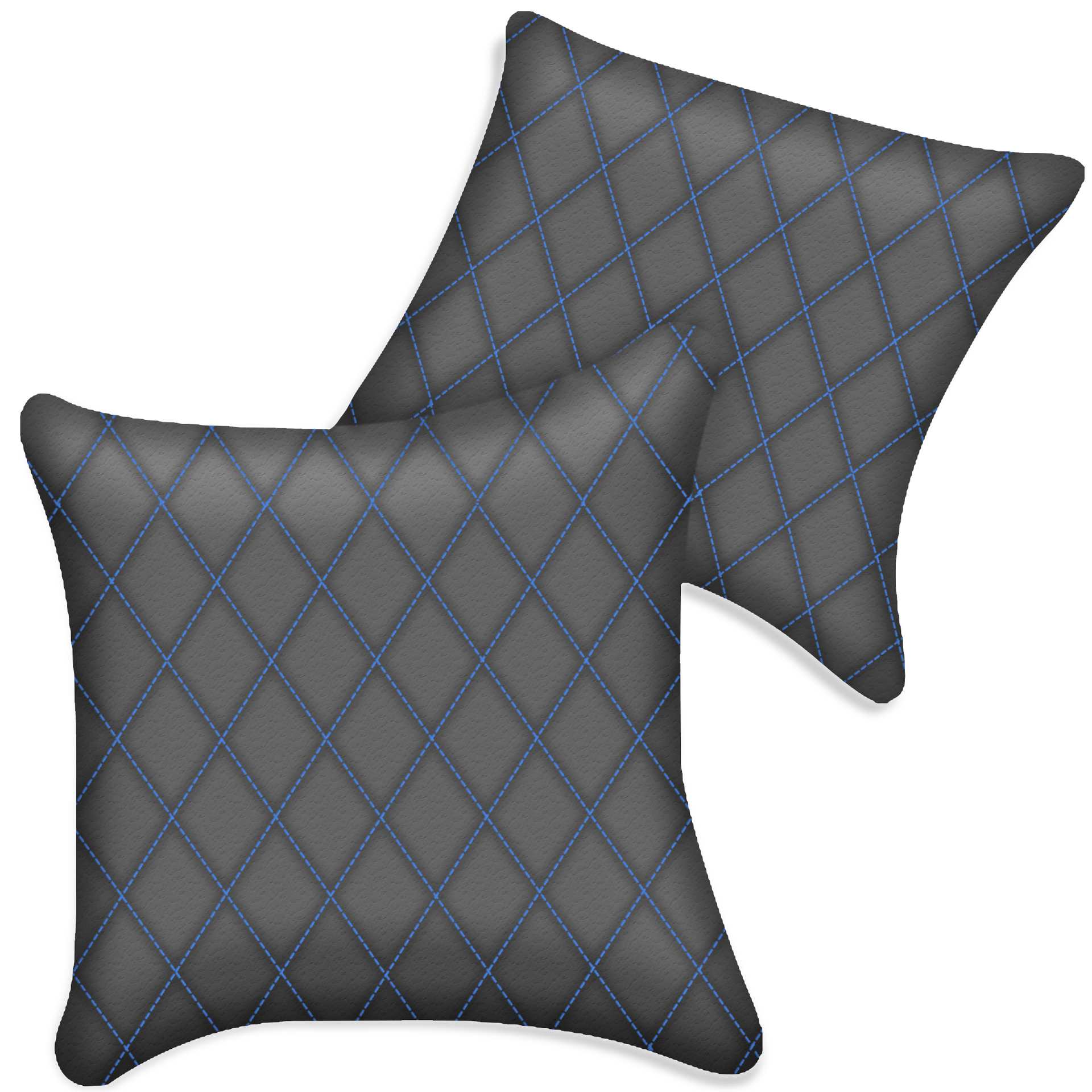 Customizable Gray Leather Pillows Set of 2 for All Vehicles | Single Diamond Pattern