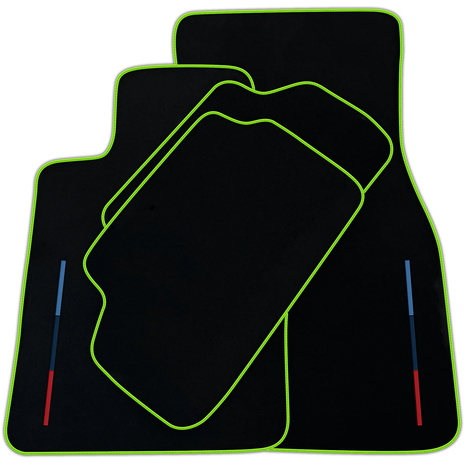 Black Floor Mats for BMW i8 3 Color Stripes Tailored Set Perfect Fit | Various Trim Colors