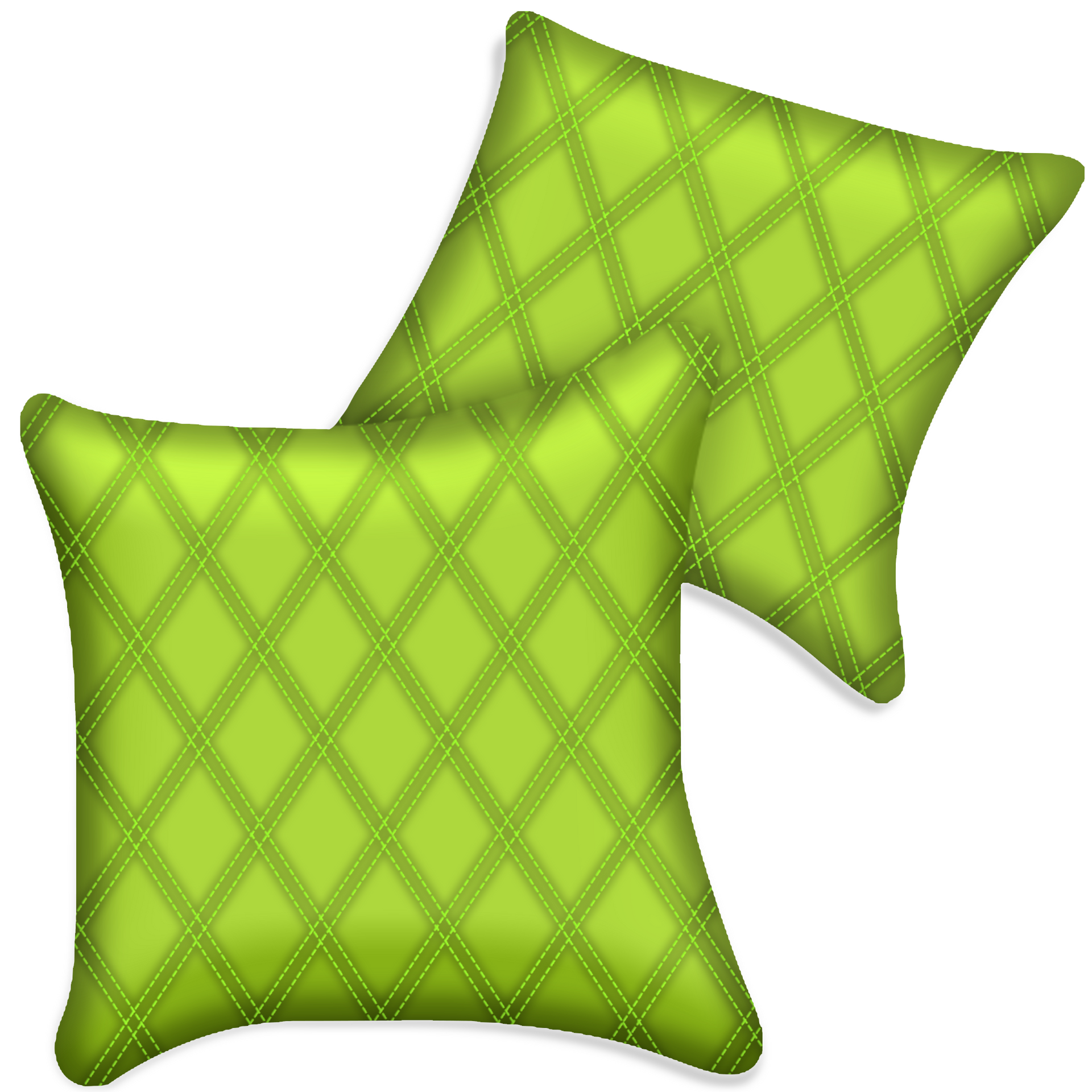 Customizable Green Leather Pillows Set of 2 for All Vehicles | Double Diamond Pattern