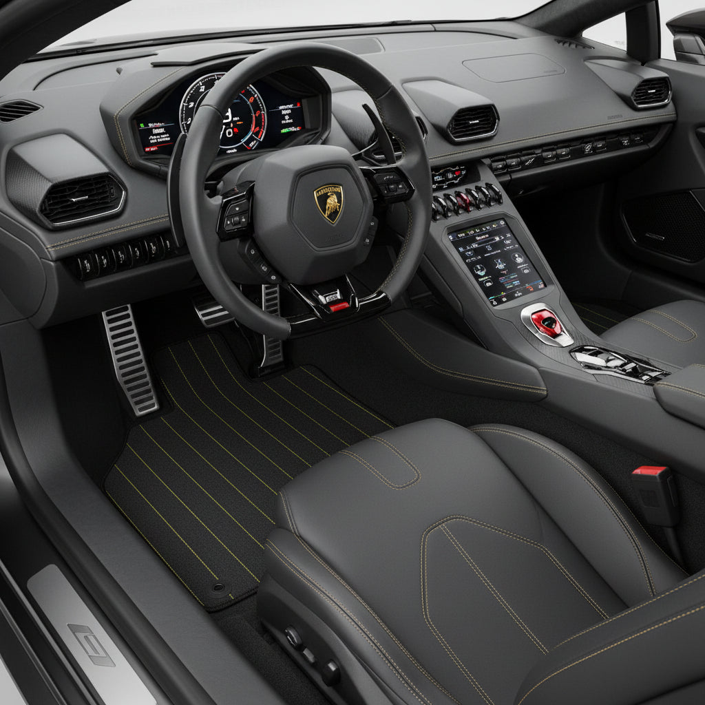 Customizable Leather Floor Mats with Line Pattern for Lamborghini Huracan Sterrato (2023-2024)