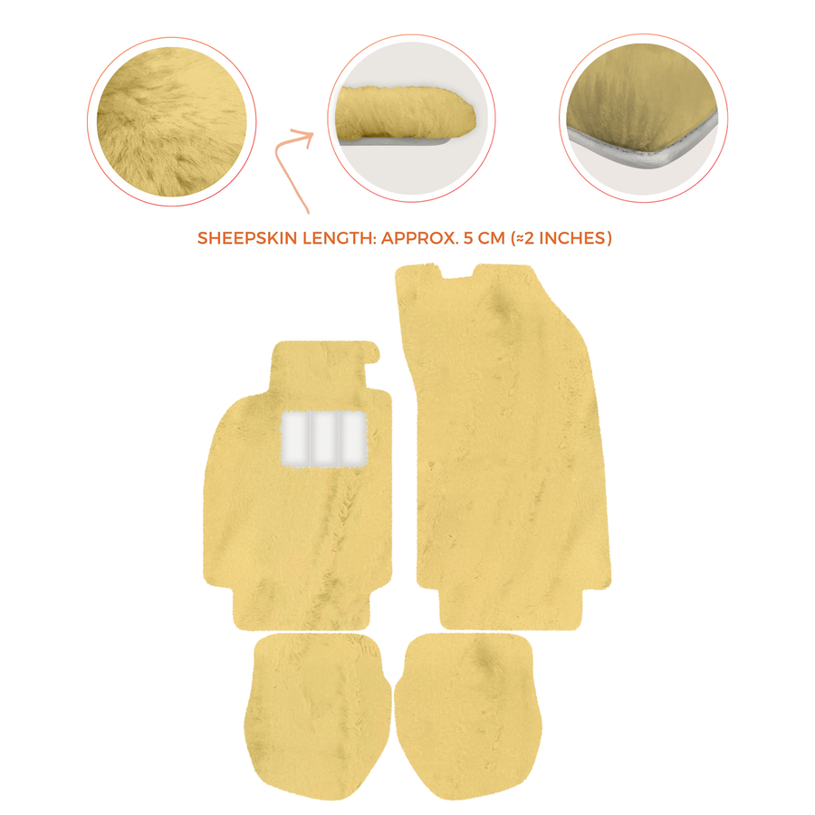 Sheepskin Floor Mats for Porsche 911 - 964 (1989-1994) - Sheepskin Length, Various Color Options