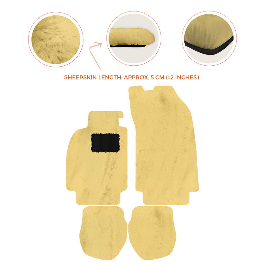 Sheepskin Floor Mats for Porsche 911 - 964 (1989-1994) - Sheepskin Length, Various Color Options