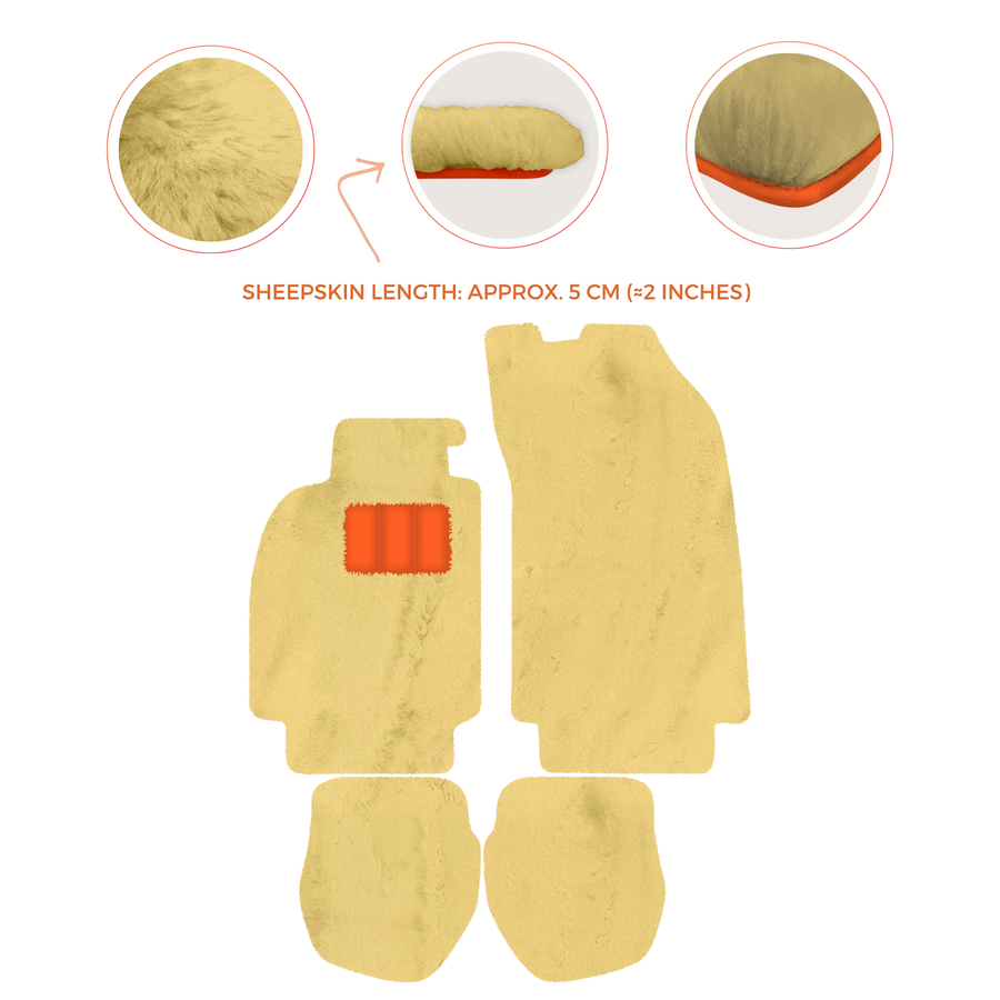 Sheepskin Floor Mats for Porsche 911 - 964 (1989-1994) - Sheepskin Length, Various Color Options