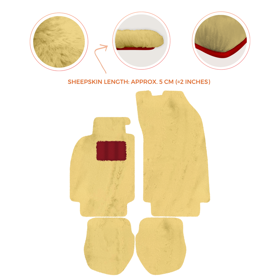 Sheepskin Floor Mats for Porsche 911 - 964 (1989-1994) - Sheepskin Length, Various Color Options