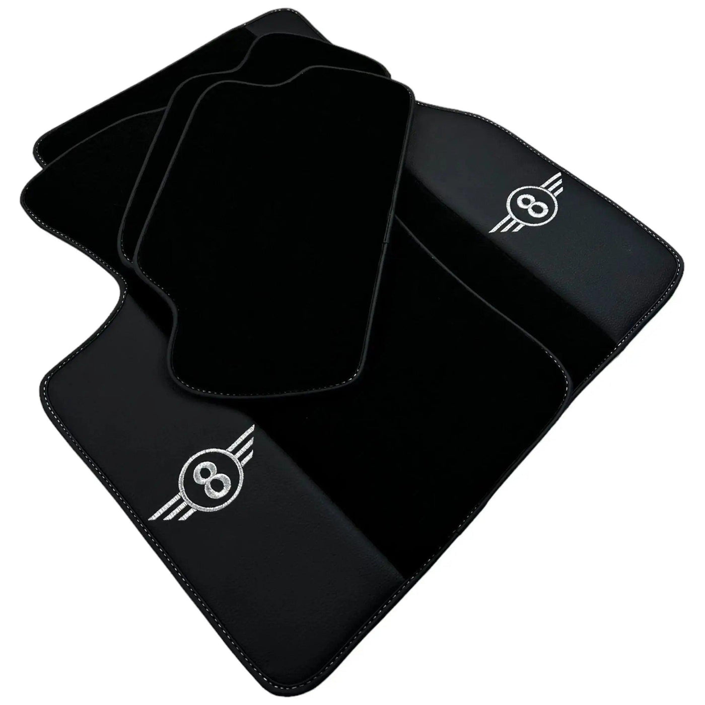 Black Floor Mats for Mini Cooper / One Electric (2020-2023) with Leather - AutoWin