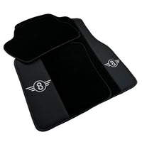 Black Floor Mats for Mini Cooper / One Electric (2020-2023) with Leather - AutoWin