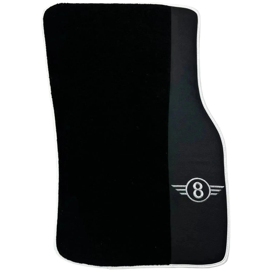 Black Floor Mats for Mini Cooper / One F55 5-Doors (2015-2023) with Leather | White Trim - AutoWin