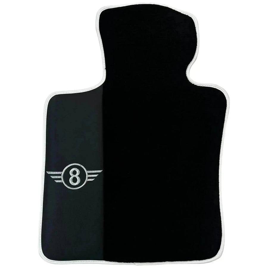 Black Floor Mats for Mini Cooper / One R50 (2001-2007) with Leather | White Trim - AutoWin