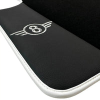 Black Floor Mats for Mini Cooper / One R56 (2007-2014) with Leather | White Trim - AutoWin