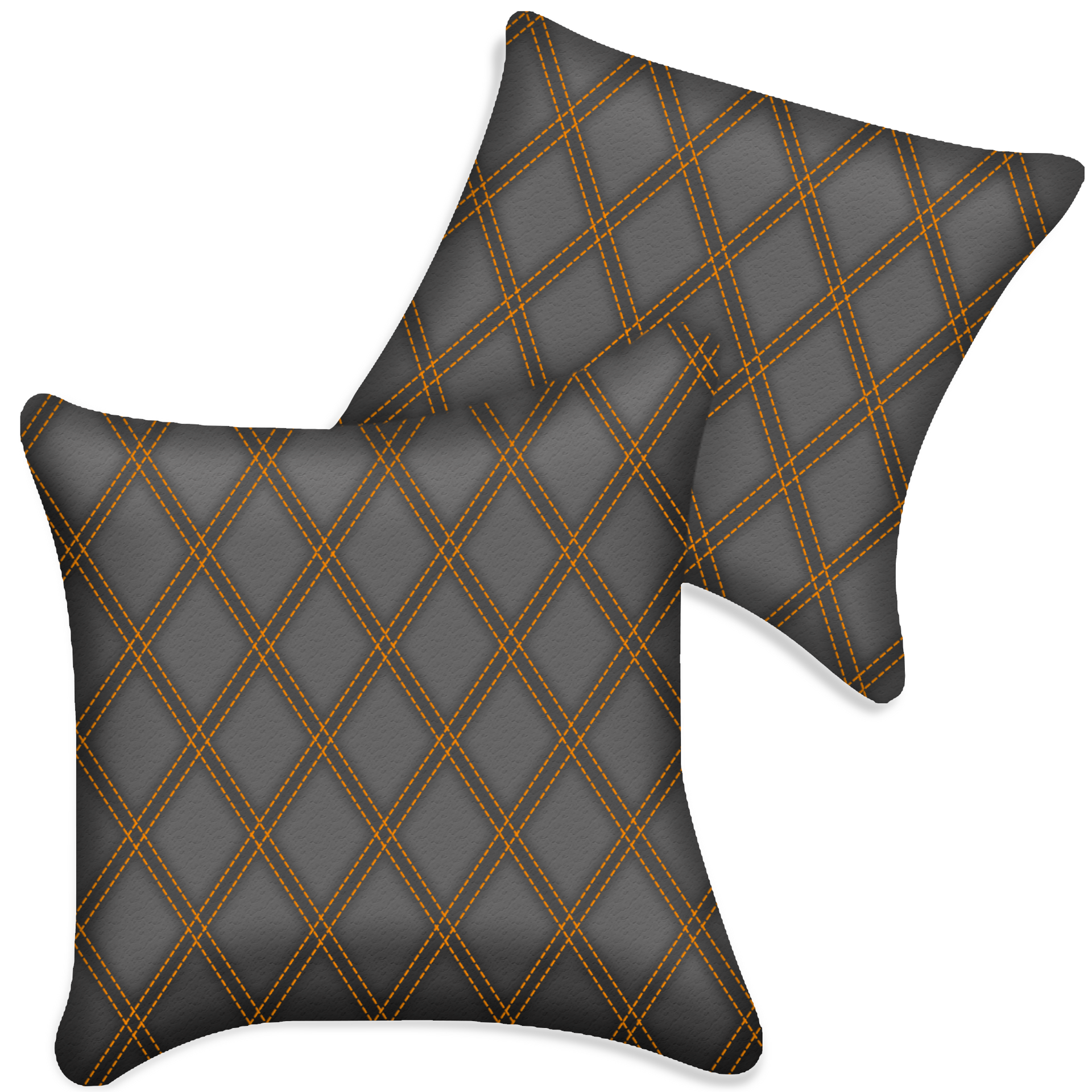 Customizable Gray Leather Pillows Set of 2 for All Vehicles | Double Diamond Pattern