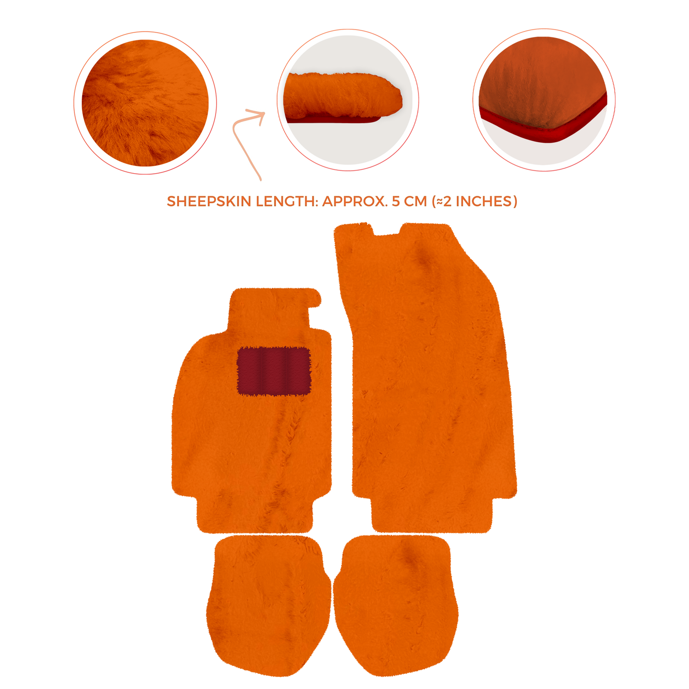 Sheepskin Floor Mats for Porsche 911 - 964 (1989-1994) - Sheepskin Length, Various Color Options