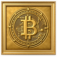 Gullskinn Bitcoin Inspirert Veggkunst: Brodert Svart Sting Luksus Dekor
