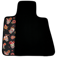 Black Car Floor Mats for Rolls-Royce Cullinan (2018-2025) with Black Floral Skull Design