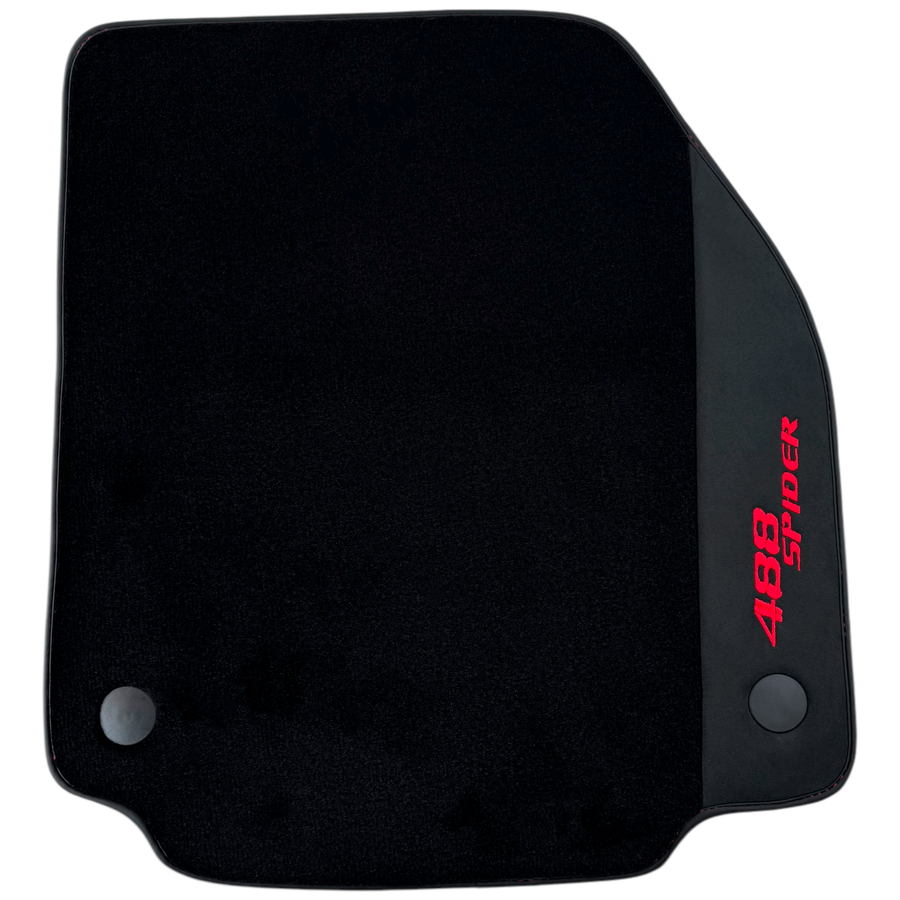 Black Floor Mats for Ferrari 488 Spider (2016-2022) with Alcantara | Red Sewing