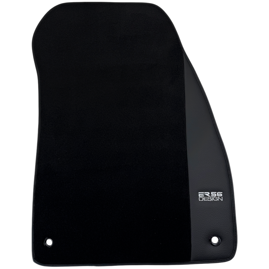ER56 Design Black Floor Mats for Jeep Renegade (2014-2018) Distance Fixing Points Co-Driver 20cm with Leather