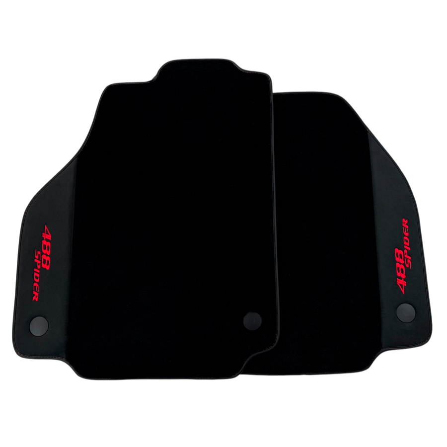 Black Floor Mats for Ferrari 488 Spider (2016-2022) with Alcantara | Red Sewing