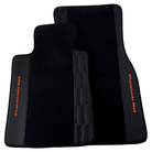Black Car Floor Mats for BMW E81 3-door Hatchback (2006-2011) with Leather by ER56 | Orange Edition