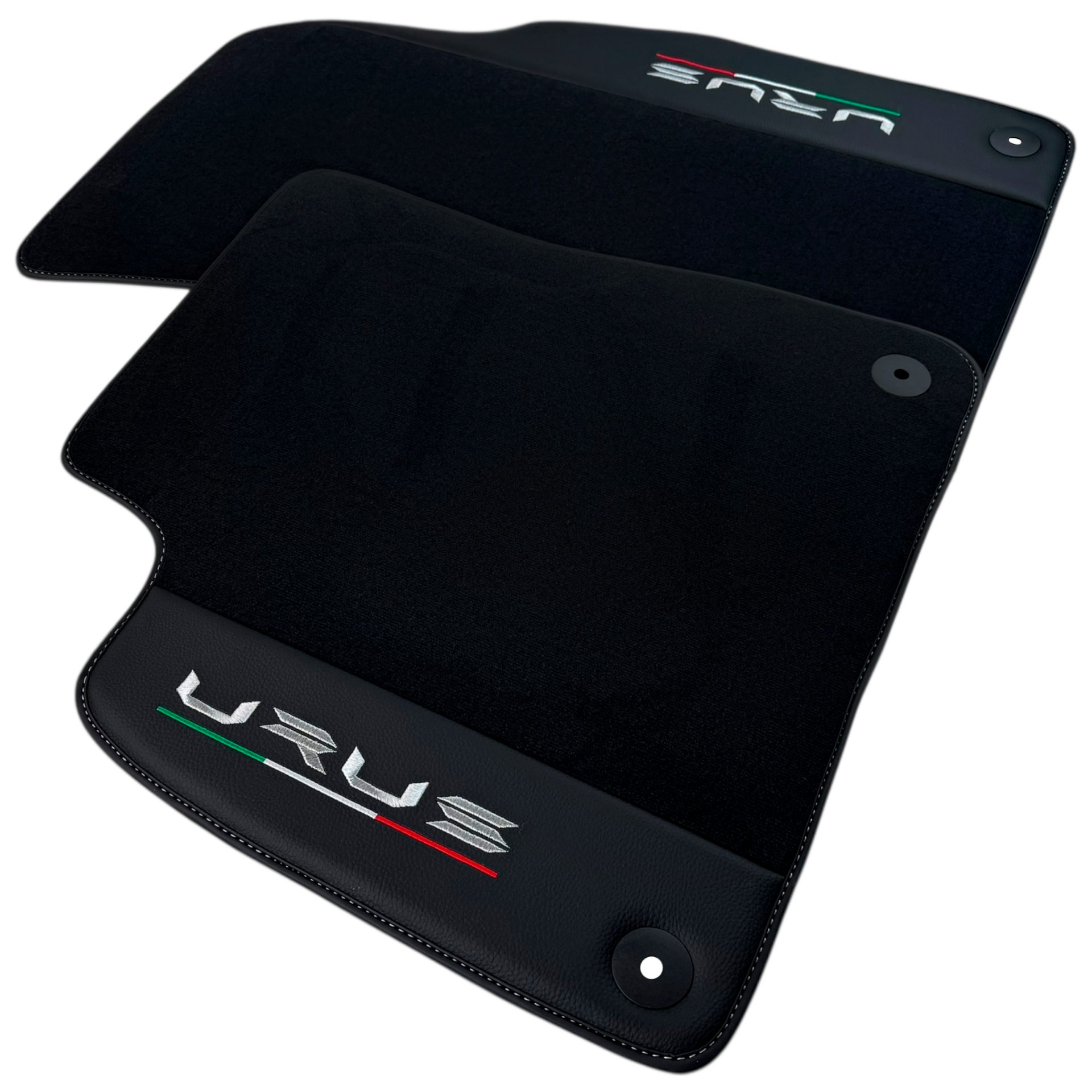 Black Floor Mats for Lamborghini Urus with Carbon Fiber Leather
