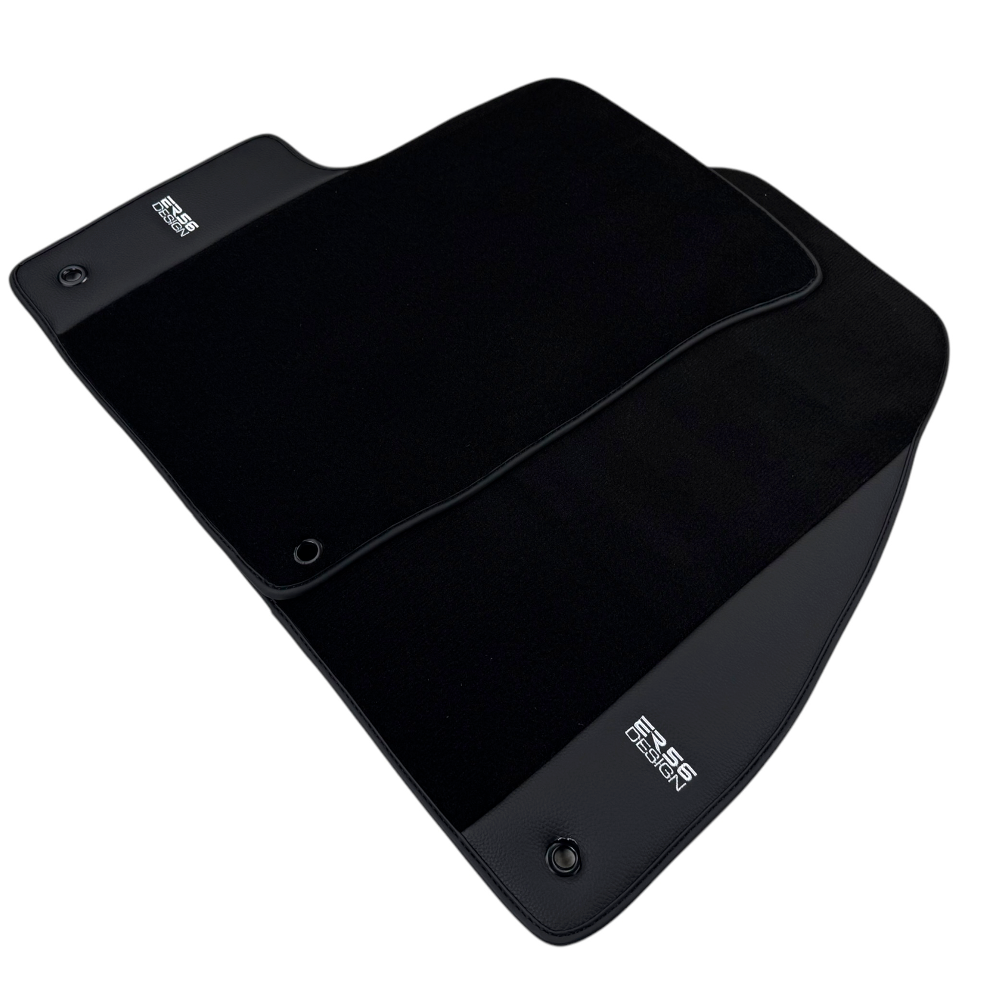 ER56 Design Black Floor Mats for Chevrolet Spark Hatchback (2010-2013) with Leather