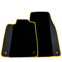 Black Floor Mats for Porsche Taycan (2019-2023) with Leather | Yellow Trim