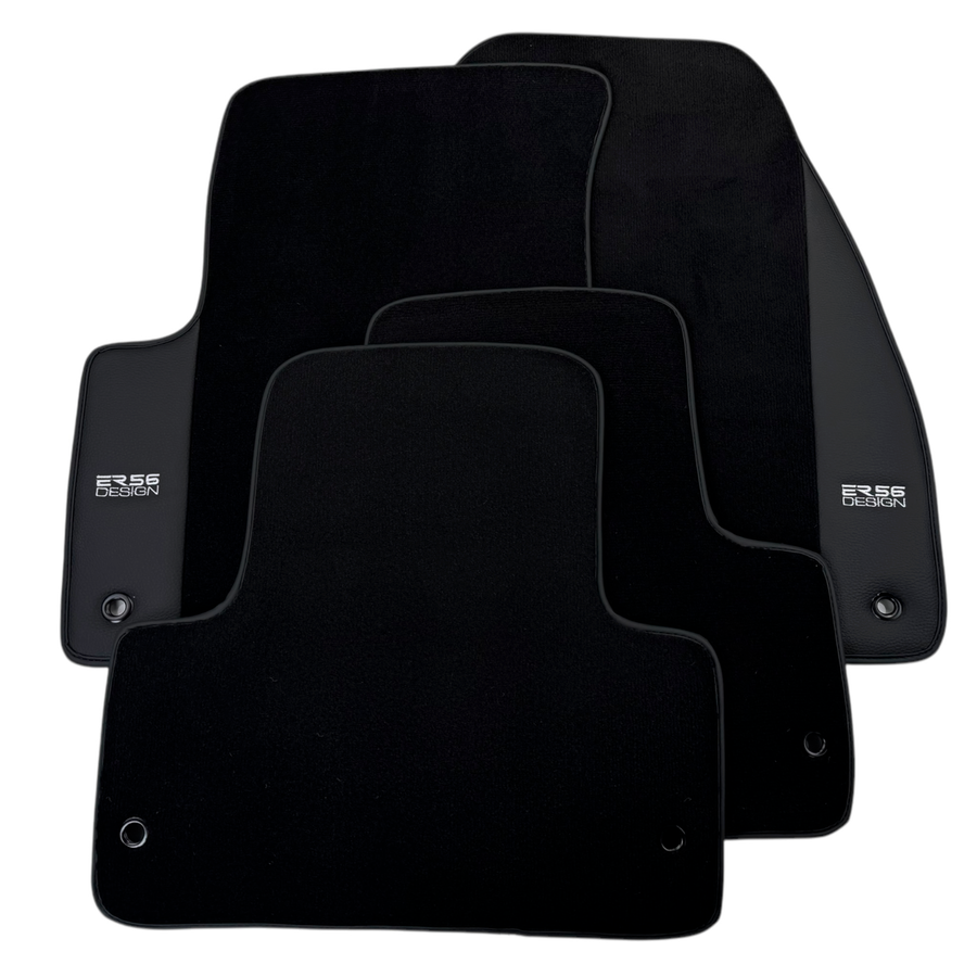 ER56 Design Black Floor Mats for Chevrolet Camaro SS Sedan (2013-2017) with Leather