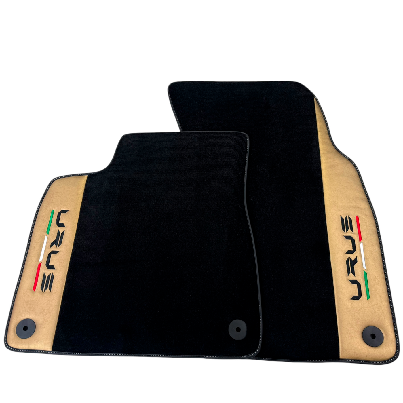 Italian Edition Black Floor Mats for Lamborghini Urus (2018-2026) with Gold Leather Border
