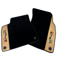 Italian Edition Black Floor Mats for Lamborghini Urus (2018-2026) with Gold Leather Border