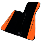 Black Floor Mats For McLaren Spider with Orange Alcantara Leather
