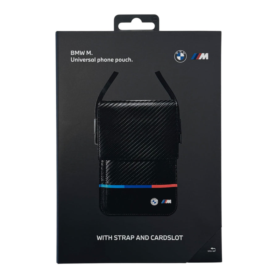 BMW Wallet Bag – Carbon Tricolor Line | Black, Adjustable Strap, Elegant Eco-Leather Design